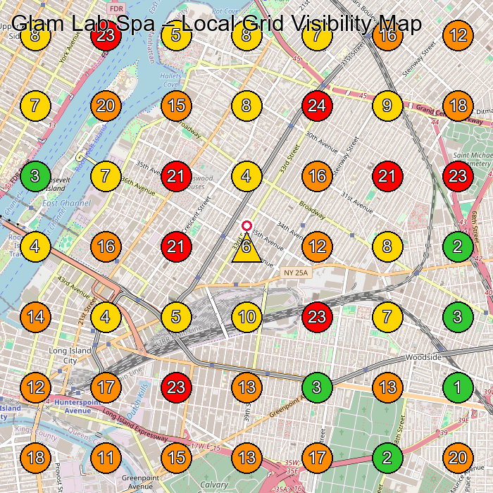 Glam Lab Spa Medical Spa GeoGrid ranking map for Long Island City NY